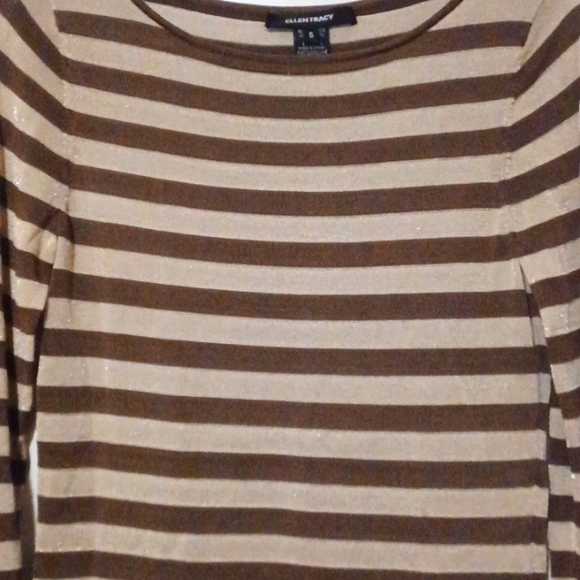 Ellen Tracy, Scoop Neck Gold and Brown stretch pullover. Sz. S. - Picture 3 of 5